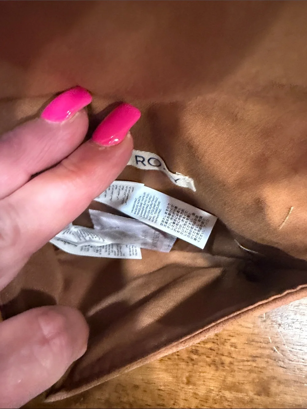Roxy Suede Embossed Flap Clutch — Tan